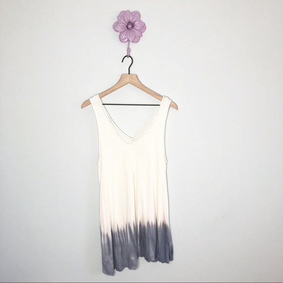 Free People Cream / Grey Dip Dye Tunic Tank Top - Picture 1 of 8